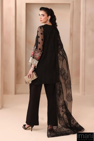 3 Pcs Luxury Pret Black Embroidered Organza Jacquard Suit Mbdw-Mn2502Bb 13 Dw Mn2502Blke Imanistudio.com