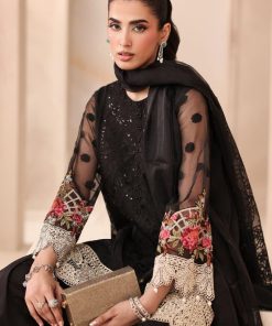 3 Pcs Luxury Pret Black Embroidered Organza Jacquard Suit Mbdw-Mn2502Bb 12 Dw Mn2502Blkf Imanistudio.com