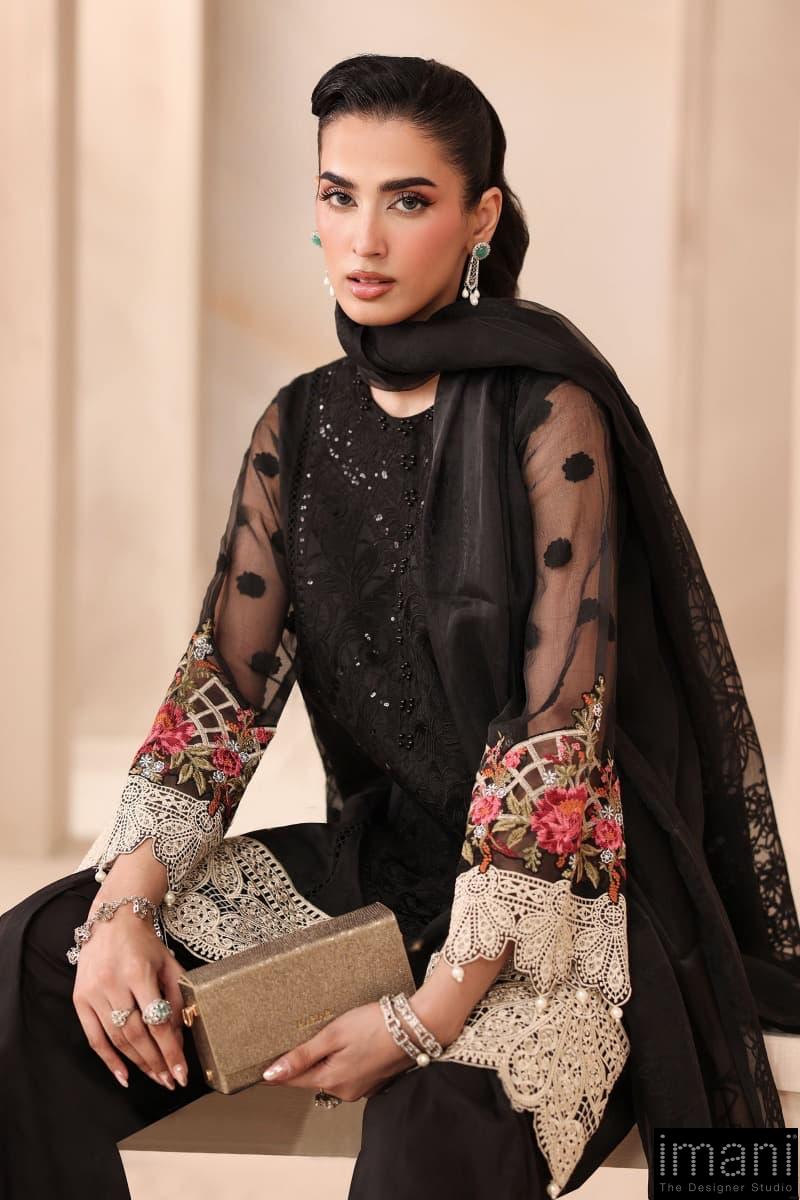 3 Pcs Luxury Pret Black Embroidered Organza Jacquard Suit Mbdw-Mn2502Bb 5 3 Pcs Luxury Pret Black Embroidered Organza Jacquard Suit Mbdw-Mn2502Bb - Image 5
