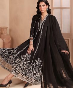 3 Pcs Luxury Pret Black Embroidered Dobby Lawn Suit Mbdw-Mn2509Bk 11 Dw Mn2509Blkb Imanistudio.com