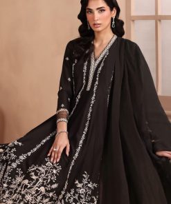3 Pcs Luxury Pret Black Embroidered Dobby Lawn Suit Mbdw-Mn2509Bk 12 Dw Mn2509Blkc Imanistudio.com