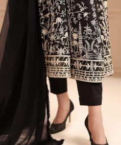 3 Pcs Luxury Pret Black Embroidered Dobby Lawn Suit Mbdw-Mn2509Bk 14 Dw Mn2509Blke Imanistudio.com