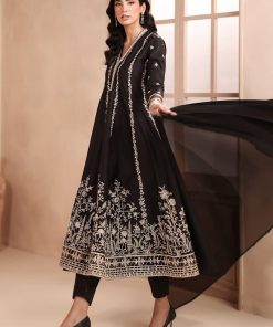 3 Pcs Luxury Pret Black Embroidered Dobby Lawn Suit Mbdw-Mn2509Bk 10 Dw Mn2509Blkh Imanistudio.com