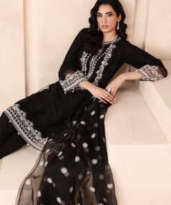 3 Pcs Luxury Pret Black Embroidered Dobby Lawn Suit Mbdw-Mn2513Bl 12 Dw Mn2513Blkb Imanistudio.com
