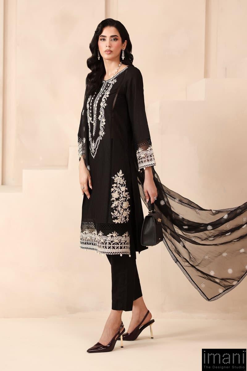 3 Pcs Luxury Pret Black Embroidered Dobby Lawn Suit Mbdw-Mn2513Bl 3 3 Pcs Luxury Pret Black Embroidered Dobby Lawn Suit Mbdw-Mn2513Bl - Image 3