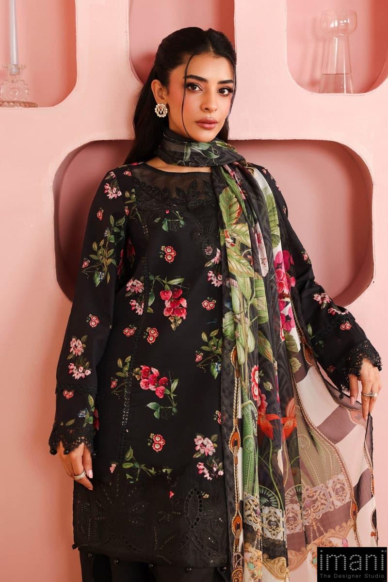 3 Pcs Luxury Pret Black Printed &Amp; Embroidered Cotton Suit Mbdw-Pf2506Bp 3 3 Pcs Luxury Pret Black Printed &Amp; Embroidered Cotton Suit Mbdw-Pf2506Bp - Image 3