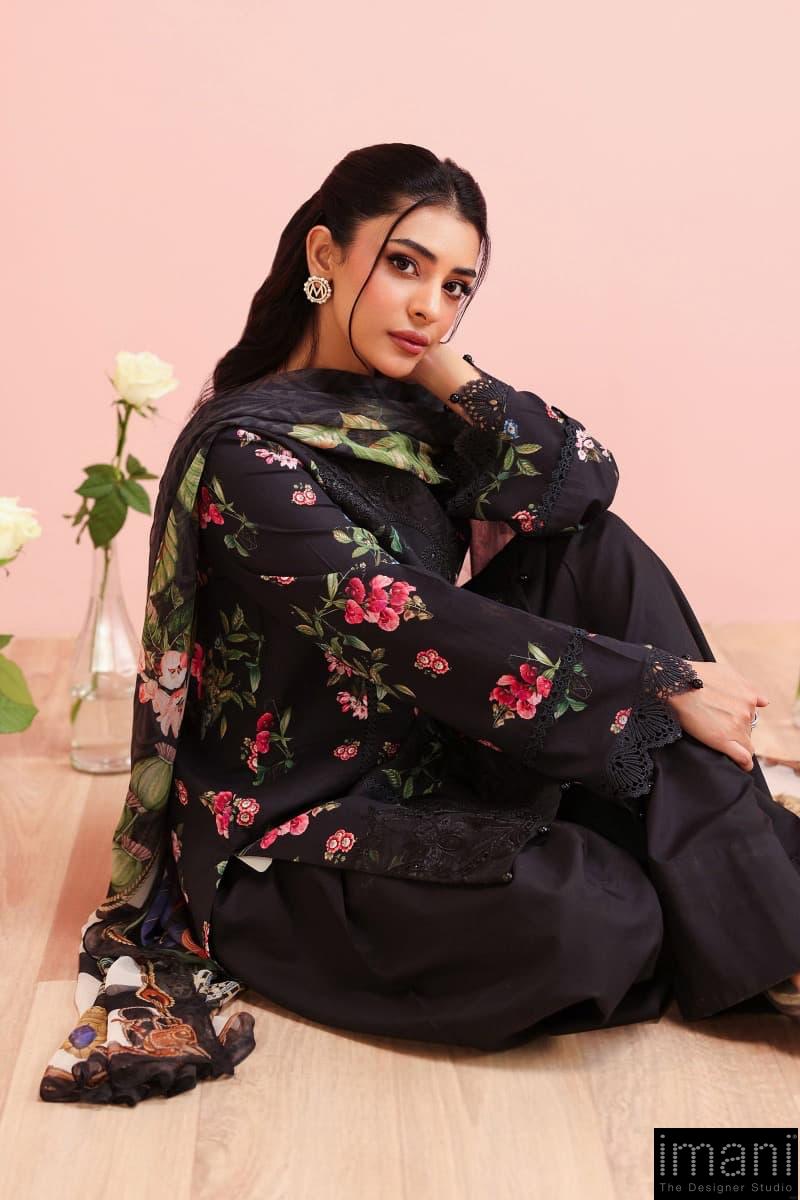 3 Pcs Luxury Pret Black Printed &Amp; Embroidered Cotton Suit Mbdw-Pf2506Bp 5 3 Pcs Luxury Pret Black Printed &Amp; Embroidered Cotton Suit Mbdw-Pf2506Bp - Image 5