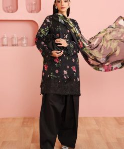 3 Pcs Luxury Pret Black Printed & Embroidered Cotton Suit MBDW-PF2506BP