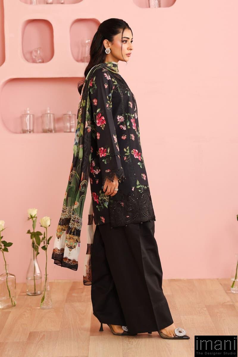 3 Pcs Luxury Pret Black Printed &Amp; Embroidered Cotton Suit Mbdw-Pf2506Bp 2 3 Pcs Luxury Pret Black Printed &Amp; Embroidered Cotton Suit Mbdw-Pf2506Bp - Image 2