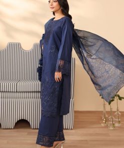 3 Pcs Luxury Pret Navy Blue Embroidered Dobby Lawn Suit Mbdw-Pf2507Nb 7 Dw Pf2507Blued Imanistudio.com