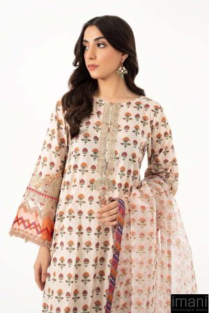 3 Pcs Luxury Pret Off-White Printed Cotton Lawn Suit Mbdw-Ea2261Ow 9 Dwef2261Offwhtb Imanistudio.com
