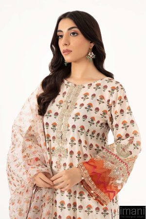 3 Pcs Luxury Pret Off-White Printed Cotton Lawn Suit Mbdw-Ea2261Ow 10 Dwef2261Offwhtc Imanistudio.com