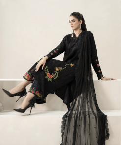 3 Pcs Luxury Pret Black Embroidered Cotton Lawn Suit Mbds-El2501Bl 5 Els 2501Blacka Imanistudio.com