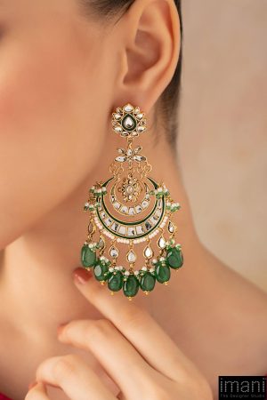 Green Onyx Chaand Earrings Fashion Jewellery Imjer-Ea2501Gc 8 Jer Ea2501Greenonyx Imanistudio.com