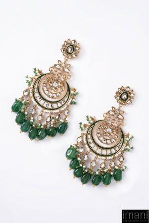 Green Onyx Chaand Earrings Fashion Jewellery Imjer-Ea2501Gc 6 Green Onyx Chaand Earrings Fashion Jewellery Imjer-Ea2501Gc
