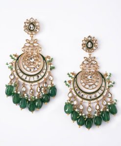Green Onyx Chaand Earrings Fashion Jewellery IMJER-EA2501GC