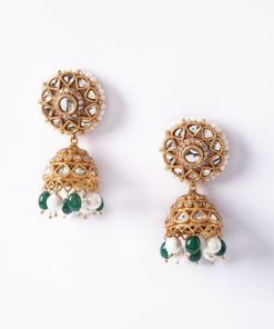 Green Onyx Jhumka Earrings Fashion Jewellery Imjer-Ea2502Go 6 Jer Ea2502Greenonyx Imanistudio.com