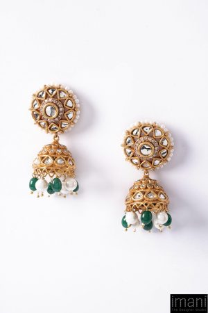 Green Onyx Jhumka Earrings Fashion Jewellery Imjer-Ea2502Go 6 Jer Ea2502Greenonyx Imanistudio.com