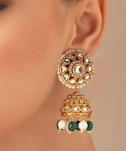 Green Onyx Jhumka Earrings Fashion Jewellery Imjer-Ea2502Go 8 Jer Ea2502Greenonyxc Imanistudio.com