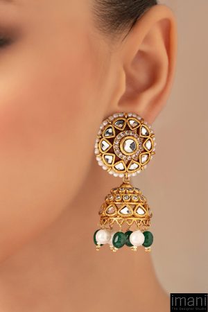 Green Onyx Jhumka Earrings Fashion Jewellery Imjer-Ea2502Go 8 Jer Ea2502Greenonyxc Imanistudio.com