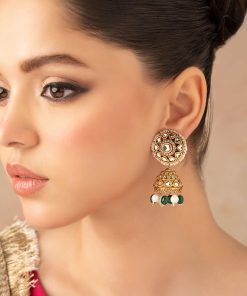 Green Onyx Jhumka Earrings Fashion Jewellery Imjer-Ea2502Go 7 Jer Ea2502Greenonyxd Imanistudio.com