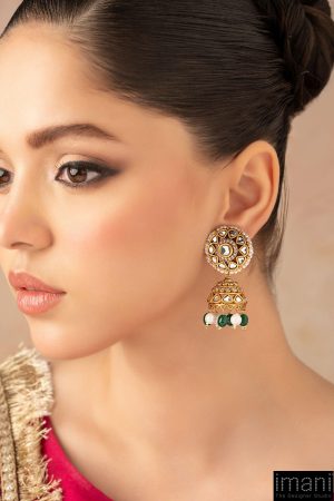 Green Onyx Jhumka Earrings Fashion Jewellery Imjer-Ea2502Go 7 Jer Ea2502Greenonyxd Imanistudio.com