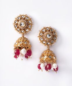 Pink Onyx Jhumka Earrings Fashion Jewellery Imjer-Ea2502Po 6 Jer Ea2502Pinkonyx Imanistudio.com