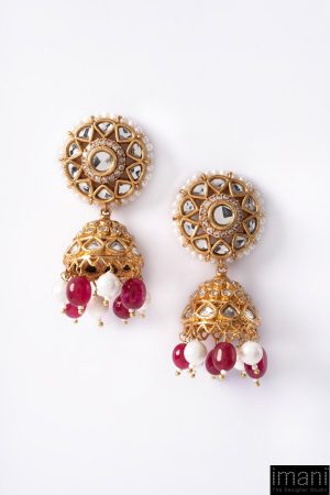 Pink Onyx Jhumka Earrings Fashion Jewellery Imjer-Ea2502Po 6 Jer Ea2502Pinkonyx Imanistudio.com