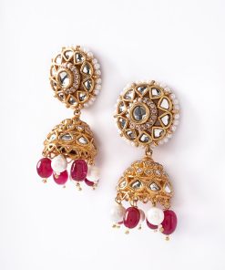 Pink Onyx Jhumka Earrings Fashion Jewellery IMJER-EA2502PO