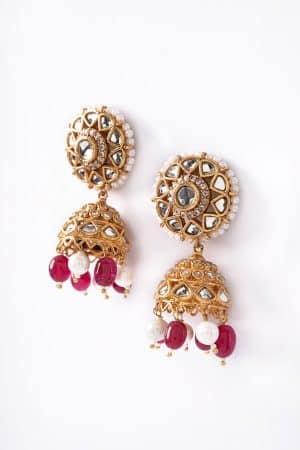 Pink Onyx Jhumka Earrings Fashion Jewellery IMJER-EA2502PO