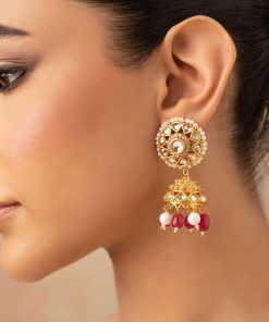 Pink Onyx Jhumka Earrings Fashion Jewellery Imjer-Ea2502Po 8 Jer Ea2502Pinkonyxc Imanistudio.com