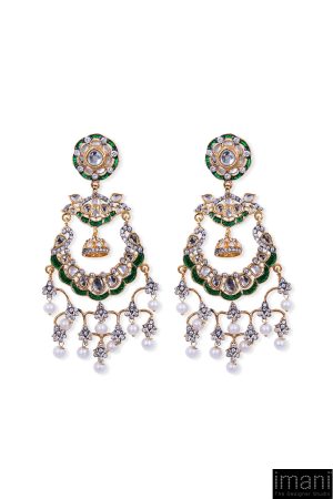 Green Enamel Kundan Chandbali Fashion Jewellery Imjer-Ef2501Gn 6 Jer Ef2501Green Enamel Imanistudio.com