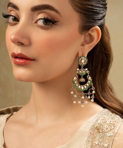 Green Enamel Kundan Chandbali Fashion Jewellery Imjer-Ef2501Gn 7 Jer Ef2501Green Enamela Imanistudio.com