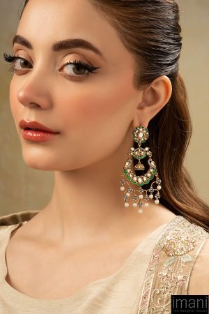 Green Enamel Kundan Chandbali Fashion Jewellery Imjer-Ef2501Gn 7 Jer Ef2501Green Enamela Imanistudio.com