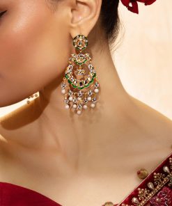 Green Enamel Kundan Chandbali Fashion Jewellery Imjer-Ef2501Gn 8 Jer Ef2501Green Enamelb Imanistudio.com