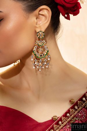 Green Enamel Kundan Chandbali Fashion Jewellery Imjer-Ef2501Gn 8 Jer Ef2501Green Enamelb Imanistudio.com
