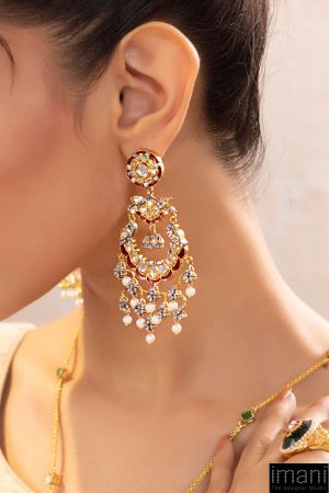 Red Enamel Kundan Chandbali Fashion Jewellery Imjer-Ef2501Rn 5 Jer Ef2501Red Enamel Imanistudio.com