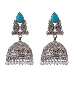 Ferozi Silver Tribal Jhumka Earrings Fashion Jewellery IMJER-EF2510FS