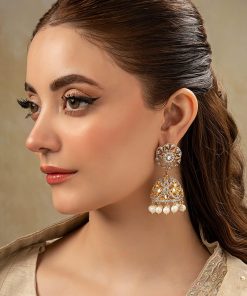 Gold Sparkle Pankhi Jhumka Earrings Fashion Jewellery Imjer-Ef2512Gd