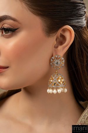 Gold Sparkle Pankhi Jhumka Earrings Fashion Jewellery Imjer-Ef2512Gd 7 Jer Ef2512Golda Imanistudio.com