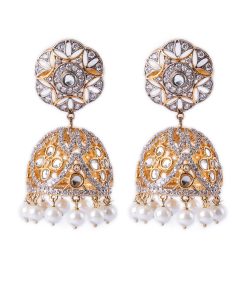 Gold Sparkle Pankhi Jhumka Earrings Fashion Jewellery IMJER-EF2512GD