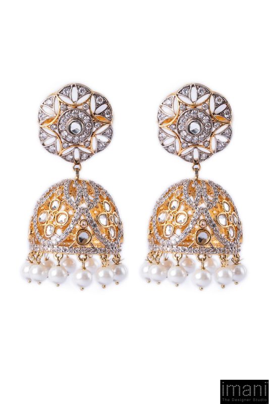 Gold Sparkle Pankhi Jhumka Earrings Fashion Jewellery IMJER-EF2512GD