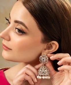 Silver Sparkle Pankhi Jhumka Earrings Fashion Jewellery Imjer-Ef2512Ss 7 Jer Ef2512Silver Imanistudio.com