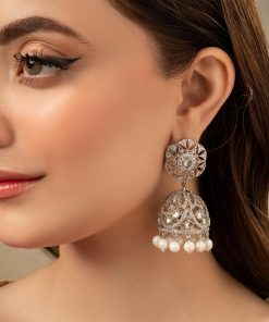 Silver Sparkle Pankhi Jhumka Earrings Fashion Jewellery Imjer-Ef2512Ss 6 Jer Ef2512Silvera Imanistudio.com