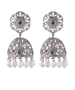 Silver Sparkle Pankhi Jhumka Earrings Fashion Jewellery IMJER-EF2512SS
