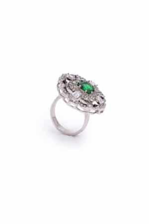 Emerald Green Cubic Ring Fashion Jewellery IMJRG-EF2515EG