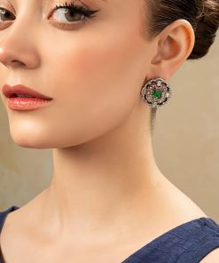 Emerald Green Cubic Studs Earrings Fashion Jewellery Imjsd-Ef2507Eg 6 Jsd Ef2507Emerald Imanistudio.com