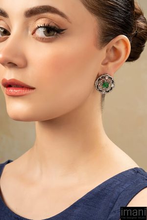 Emerald Green Cubic Studs Earrings Fashion Jewellery Imjsd-Ef2507Eg 6 Jsd Ef2507Emerald Imanistudio.com