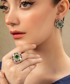 Emerald Green Cubic Studs Earrings Fashion Jewellery Imjsd-Ef2507Eg 7 Jsd Ef2507Emeraldb Imanistudio.com