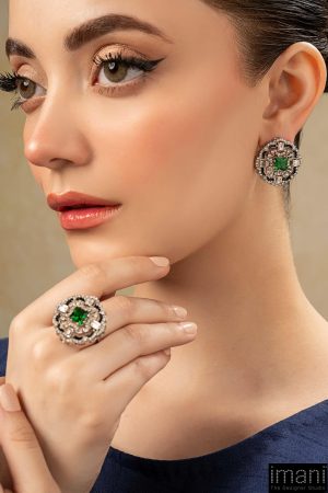 Emerald Green Cubic Studs Earrings Fashion Jewellery Imjsd-Ef2507Eg 7 Jsd Ef2507Emeraldb Imanistudio.com